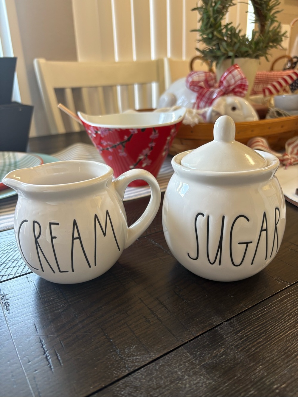 Rae Dunn White Ceramic Cream and Sugar Set